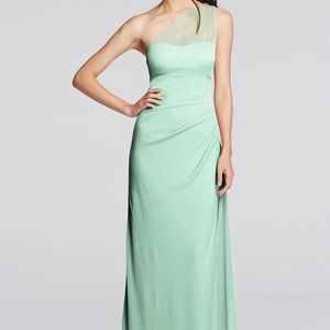 Bridesmaid One Shoulder Mint Green Dress